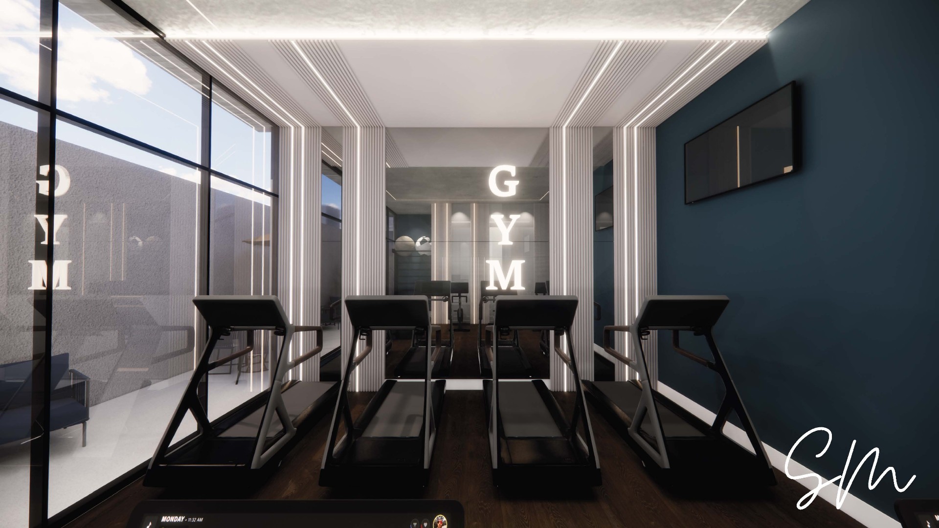 Academia com esteiras Technogym