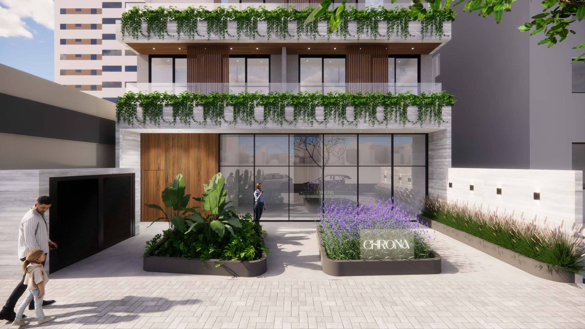 Fachada e brises de madeira